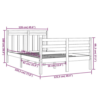 Estrutura de cama dupla pequena 120x190 cm madeira castanho mel