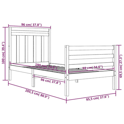 Estrutura de cama 90x200 cm madeira maciça