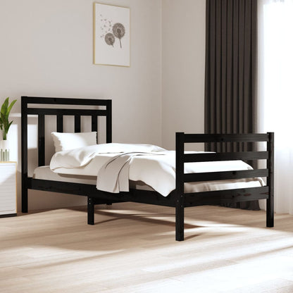 Estrutura de cama 90x200 cm madeira maciça preto