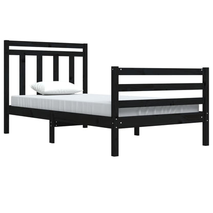 Estrutura de cama 100x200 cm madeira maciça preto