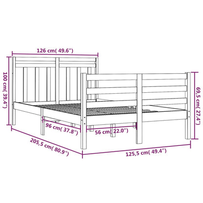 Estrutura de cama 120x200 cm madeira maciça branco