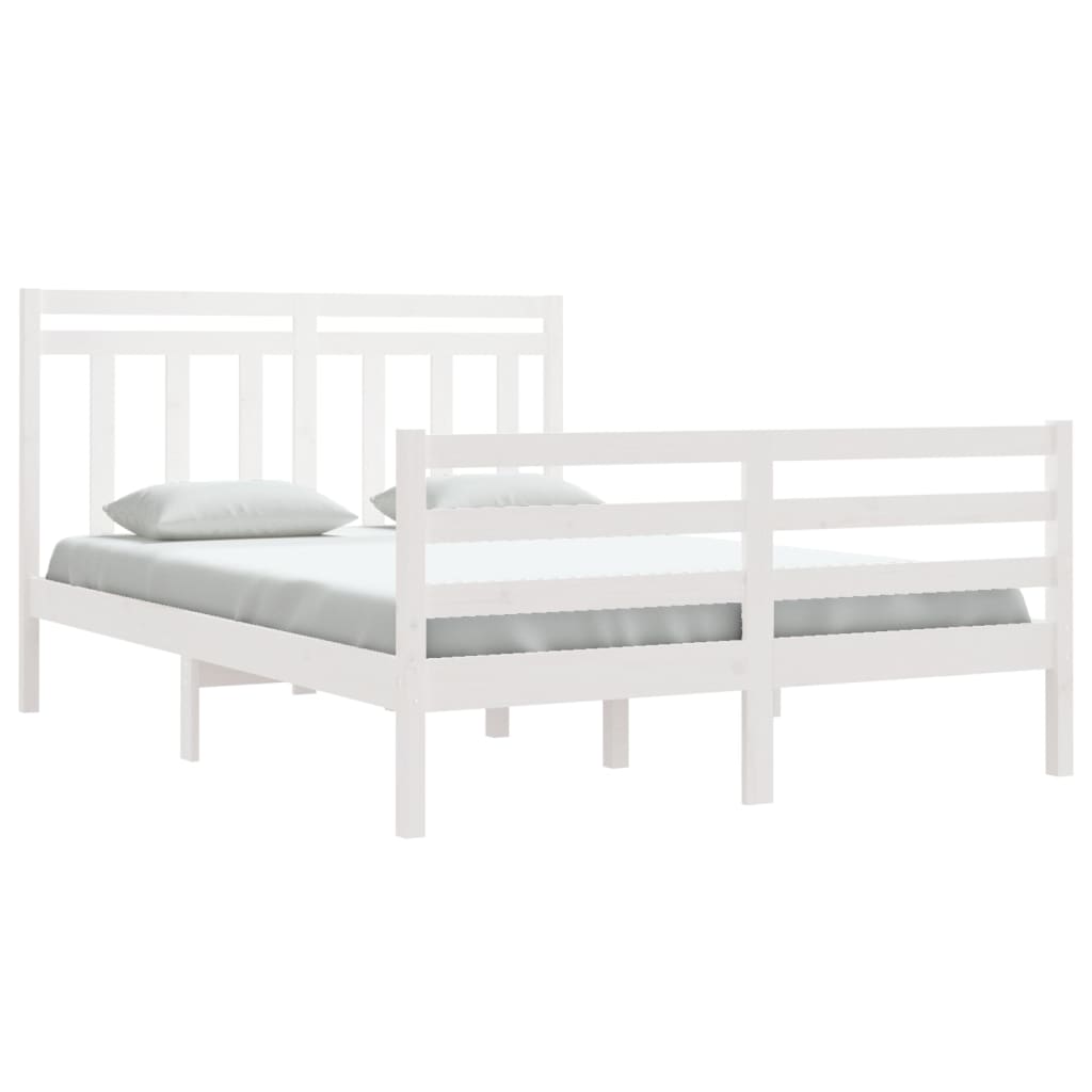 Estrutura de cama 140x200 cm madeira maciça branco