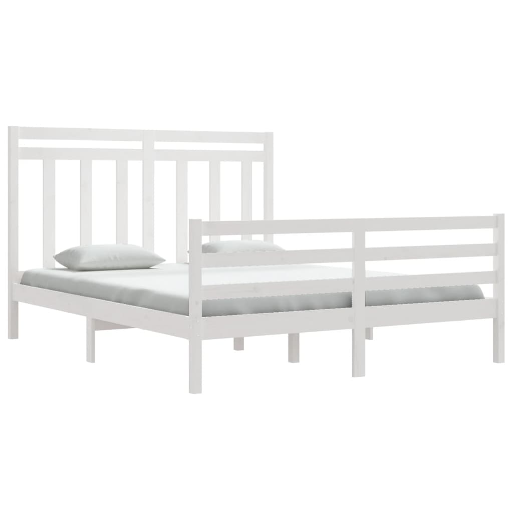 Estrutura de cama 160x200 cm madeira maciça branco