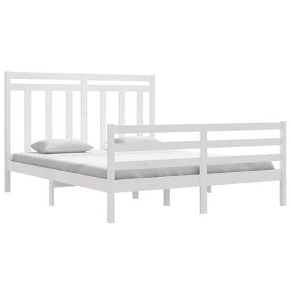 Estrutura de cama 160x200 cm madeira maciça branco