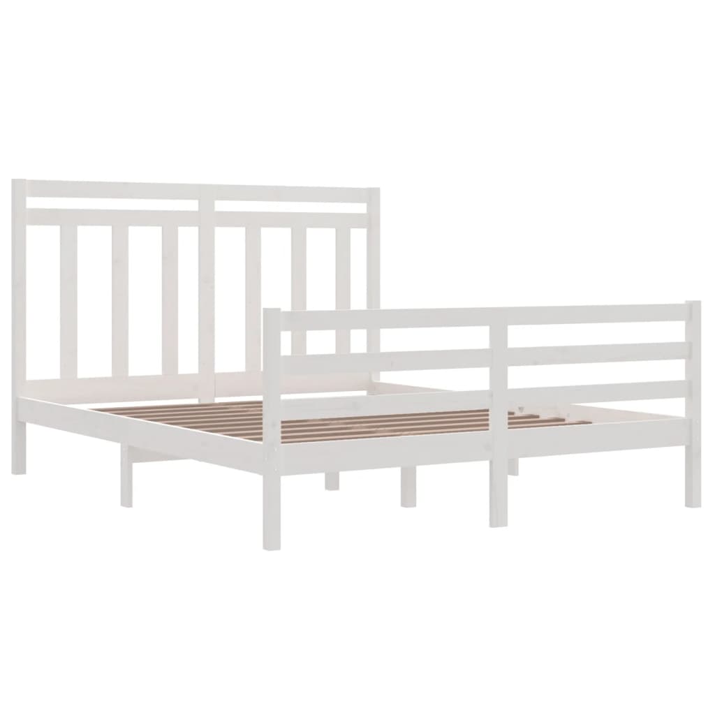 Estrutura de cama 160x200 cm madeira maciça branco