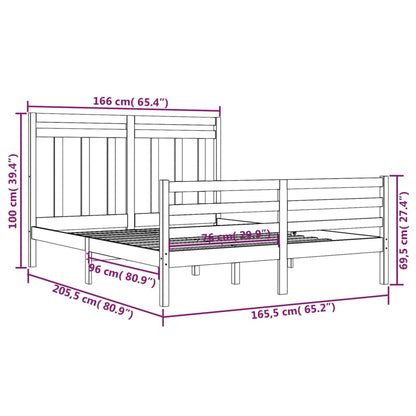 Estrutura de cama 160x200 cm madeira maciça branco