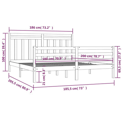 Estrutura de cama super king 180x200 cm madeira maciça