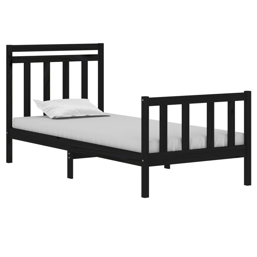 Estrutura cama de solteiro 90x190 cm madeira maciça preto