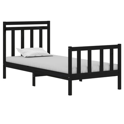 Estrutura cama de solteiro 90x190 cm madeira maciça preto