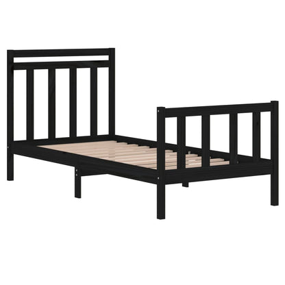 Estrutura cama de solteiro 90x190 cm madeira maciça preto