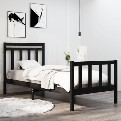 Estrutura cama de solteiro 90x190 cm madeira maciça preto