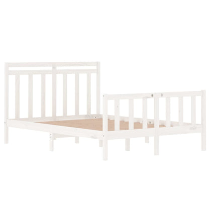 Estrutura de cama 140x190 cm madeira maciça branco