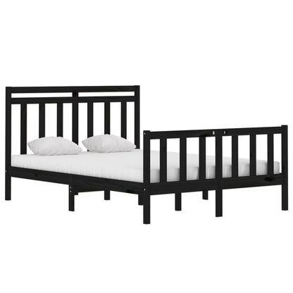 Estrutura de cama 140x190 cm madeira maciça preto