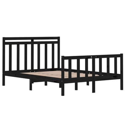 Estrutura de cama 140x190 cm madeira maciça preto