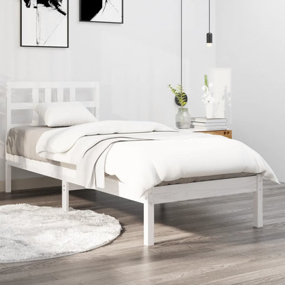 Estrutura cama de solteiro 90x190 cm madeira maciça branco