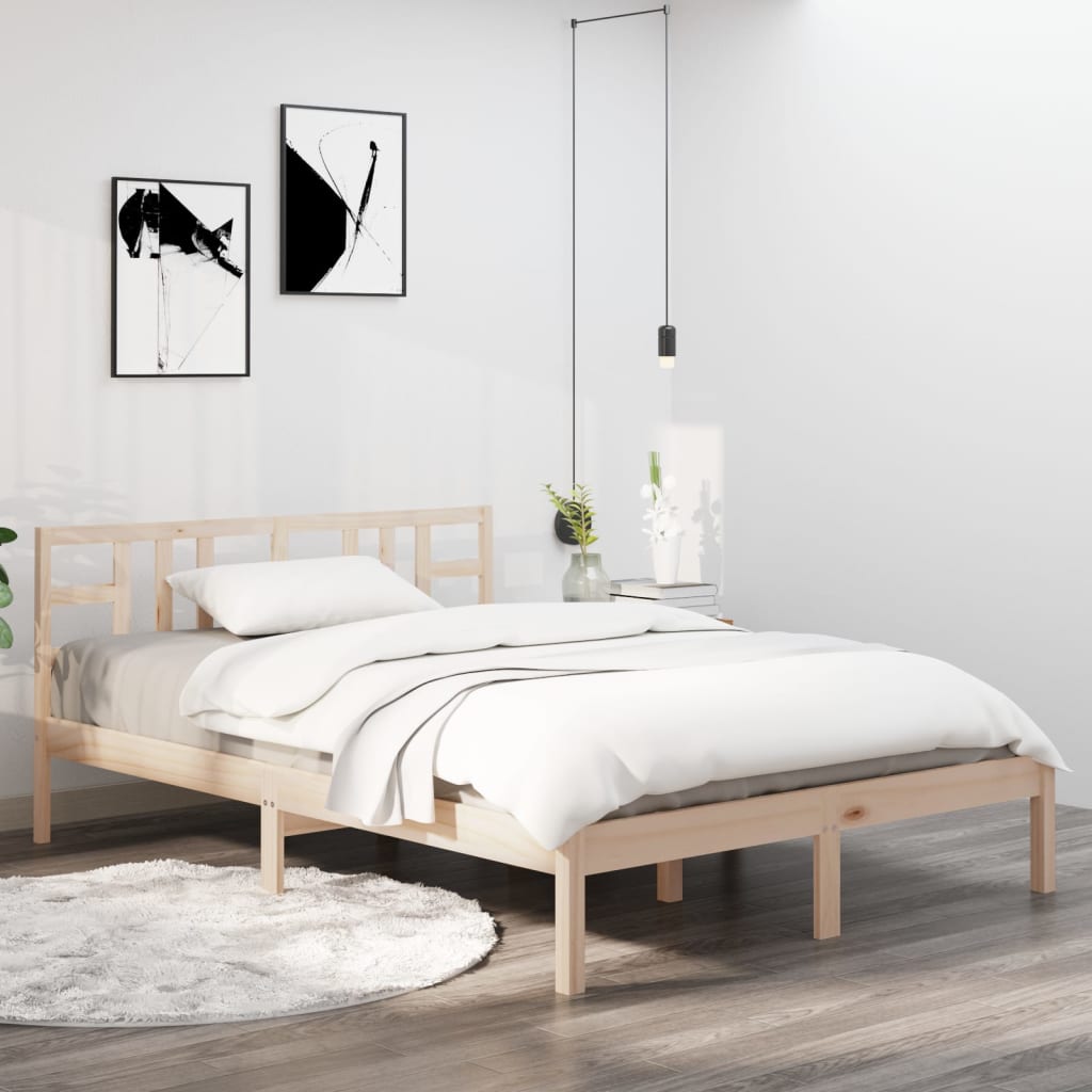 Estrutura de cama dupla pequena 4FT 120x190 cm madeira maciça