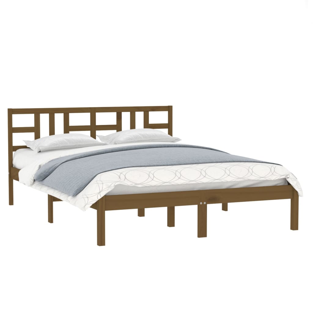 Estrutura de cama dupla pequena 120x190 cm madeira castanho mel