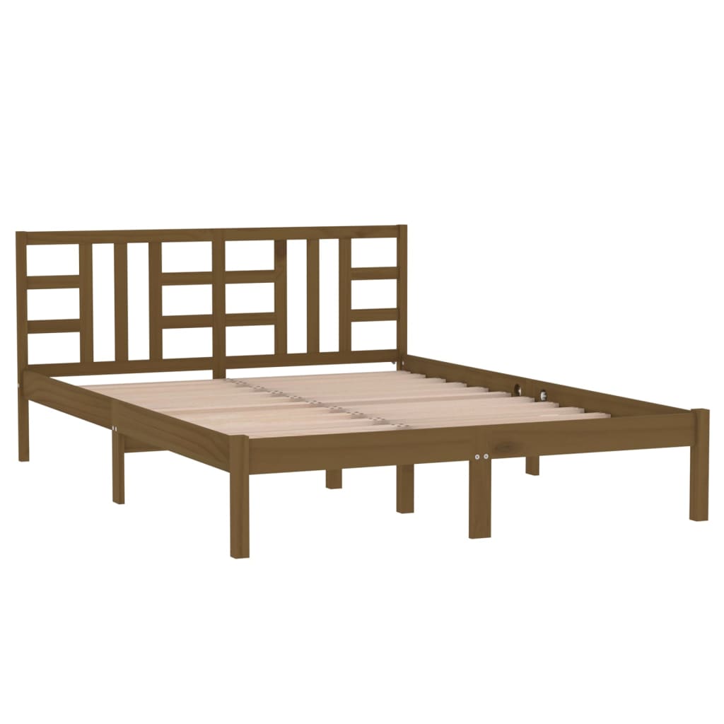 Estrutura de cama dupla pequena 120x190 cm madeira castanho mel