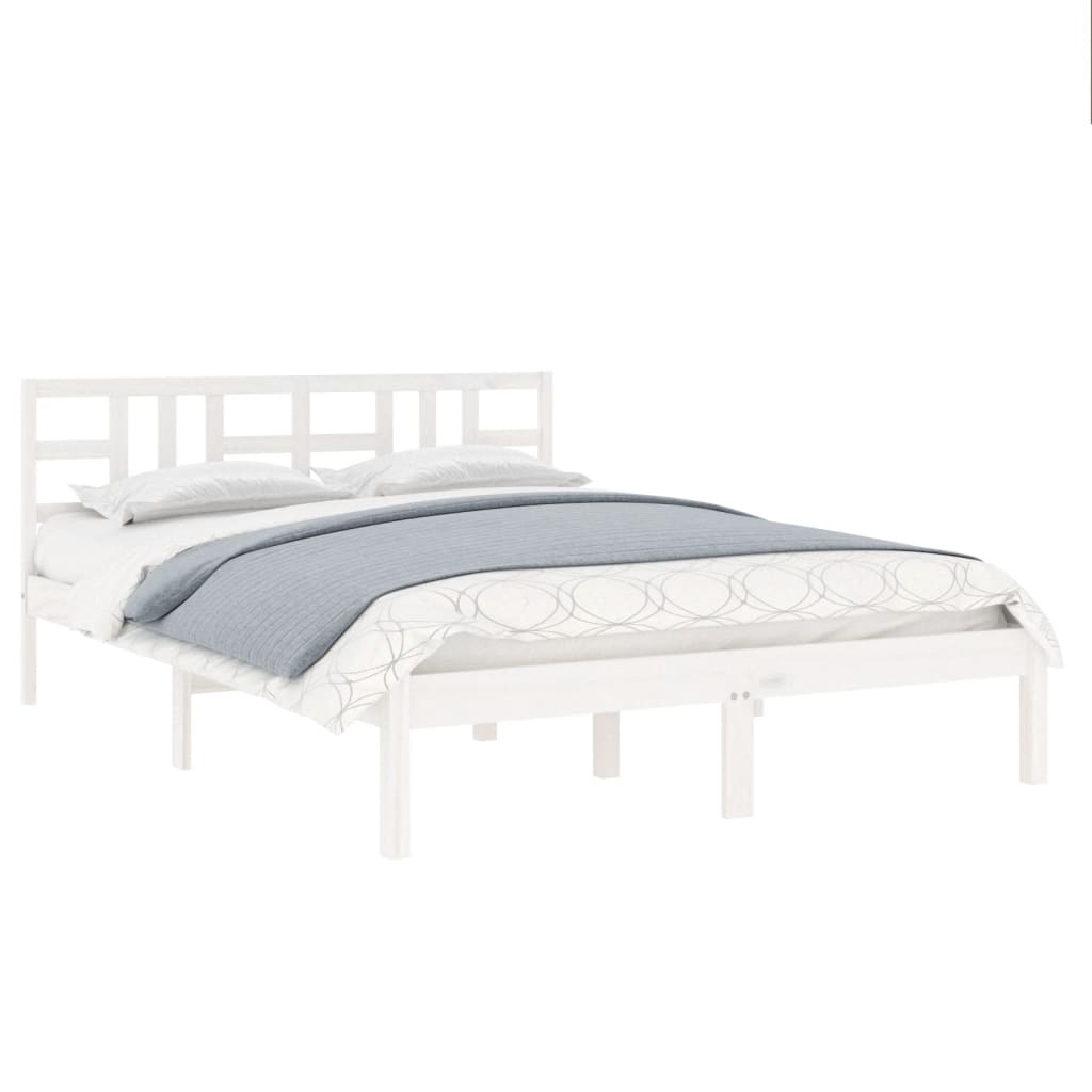 Estrutura de cama dupla 135x190 cm madeira maciça branco