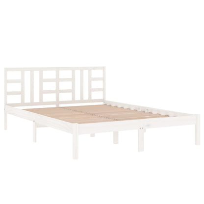 Estrutura de cama dupla 135x190 cm madeira maciça branco