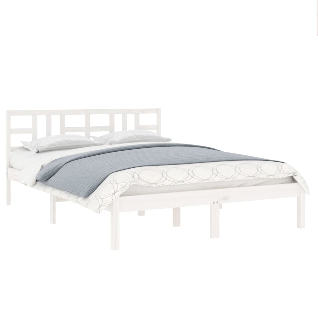 Estrutura de cama 160x200 cm madeira maciça branco