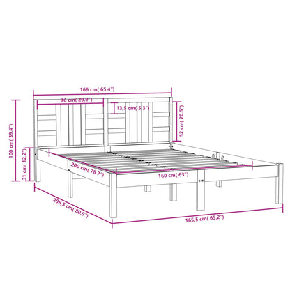 Estrutura de cama 160x200 cm madeira maciça branco