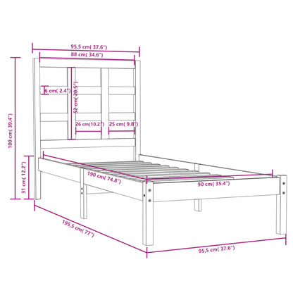 Estrutura de cama solteiro 90x190 cm madeira maciça