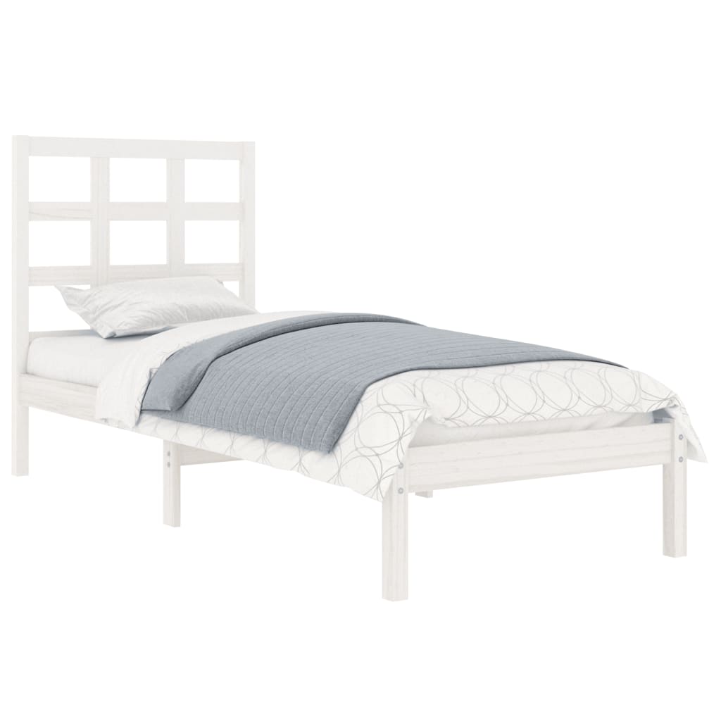 Estrutura cama de solteiro 90x190 cm madeira maciça branco