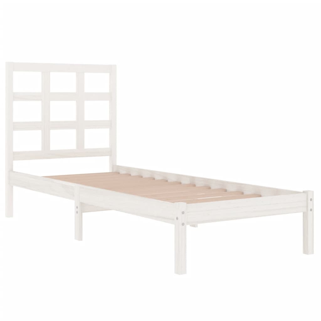 Estrutura cama de solteiro 90x190 cm madeira maciça branco