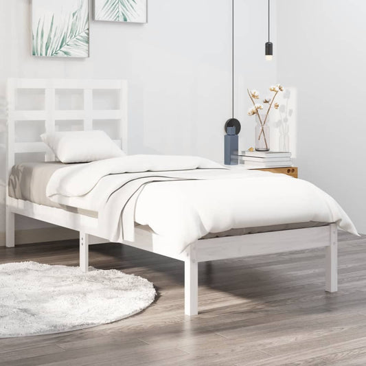 Estrutura cama de solteiro 90x190 cm madeira maciça branco