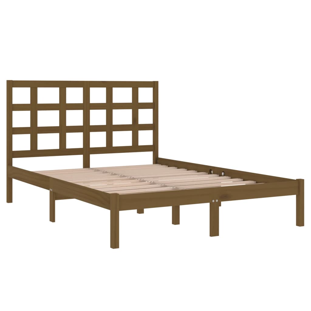 Estrutura de cama dupla pequena 120x190 cm madeira castanho mel