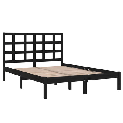 Estrutura de cama 140x190 cm madeira maciça preto