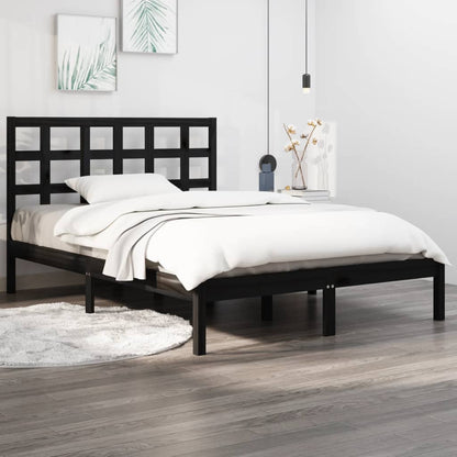 Estrutura de cama 140x190 cm madeira maciça preto