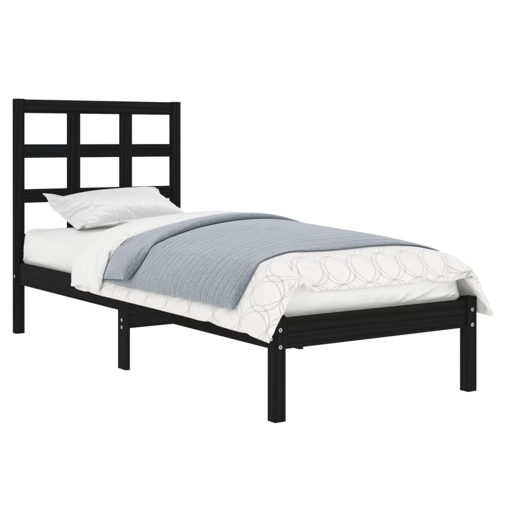 Estrutura de cama 90x200 cm madeira maciça preto