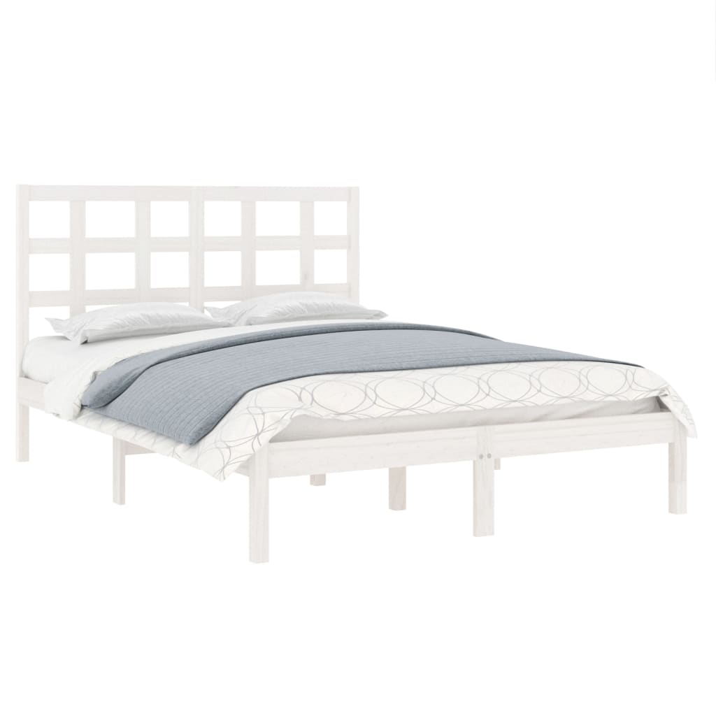 Estrutura de cama king 150x200 cm madeira maciça branco