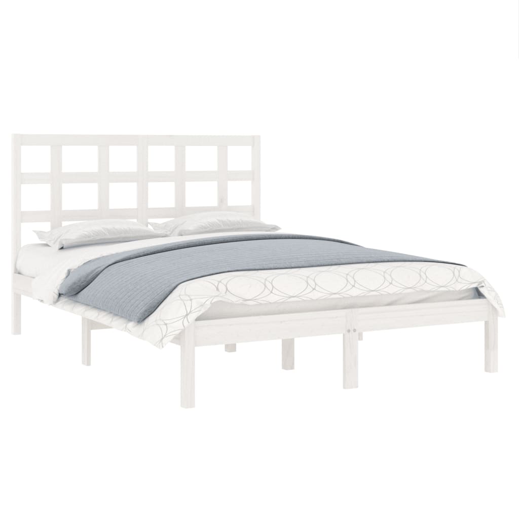 Estrutura de cama 160x200 cm madeira maciça branco