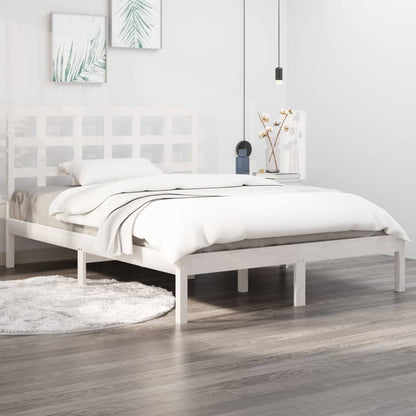 Estrutura de cama 160x200 cm madeira maciça branco