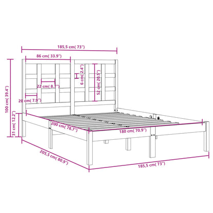 Estrutura de cama super king 180x200 cm madeira maciça branco