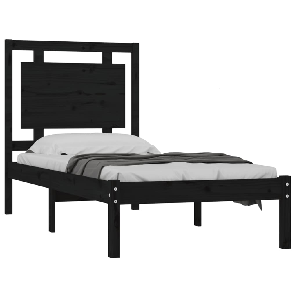 Estrutura cama de solteiro 90x190 cm madeira maciça preto