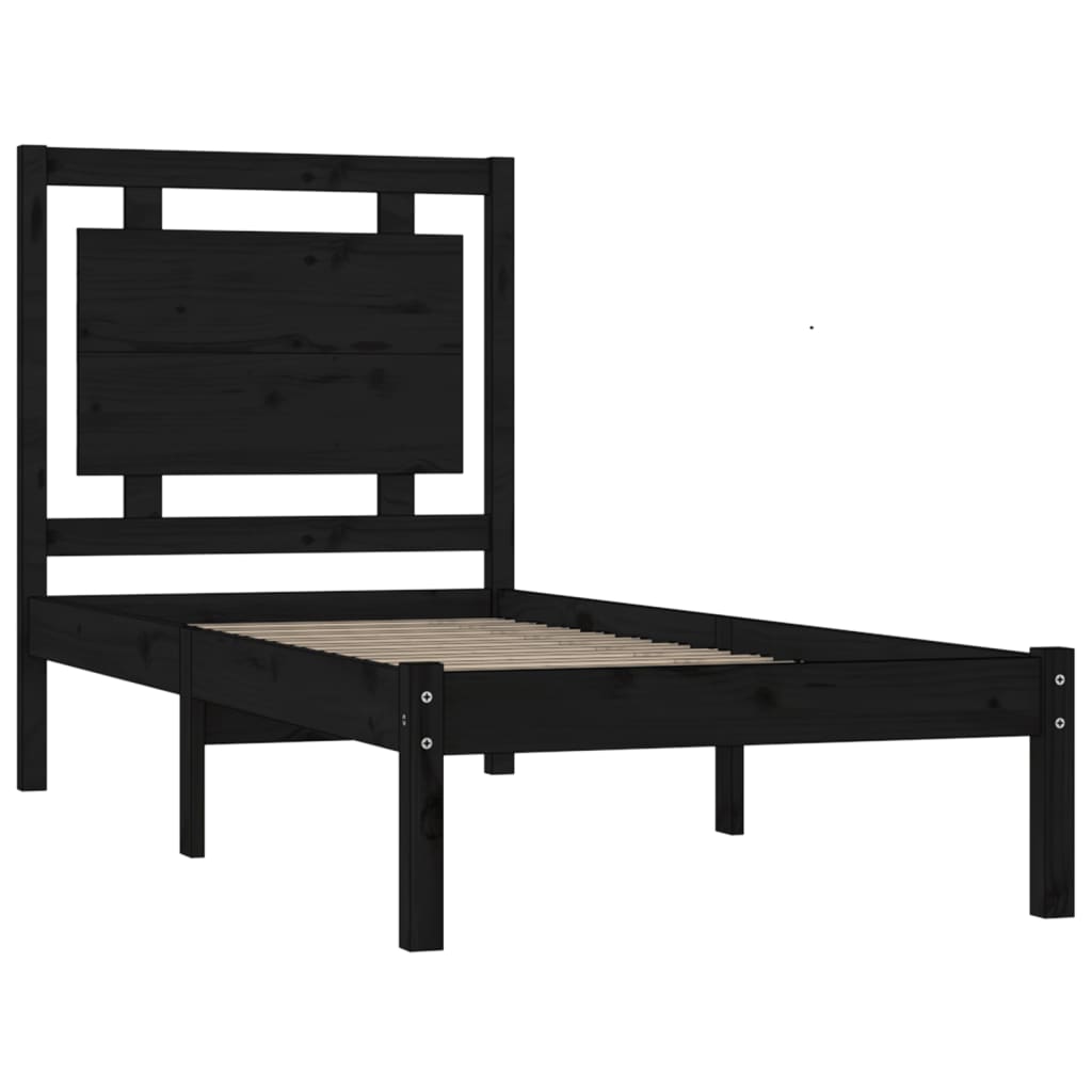 Estrutura cama de solteiro 90x190 cm madeira maciça preto