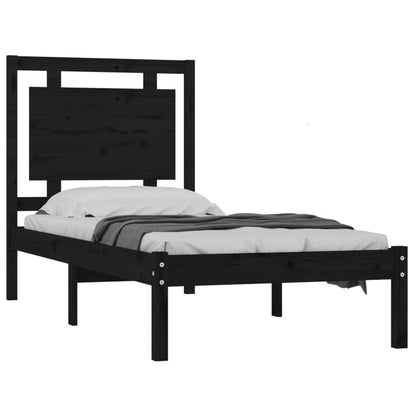 Estrutura de cama 100x200 cm madeira maciça preto