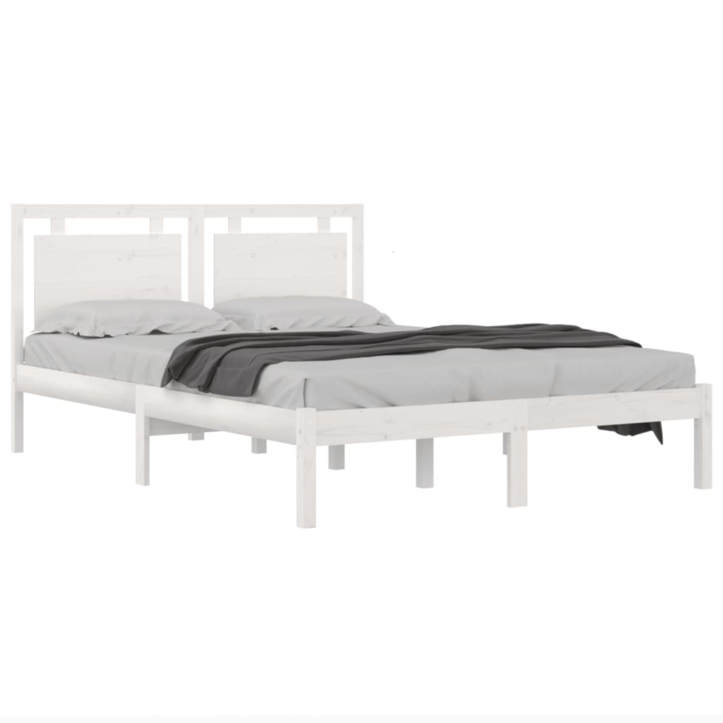 Estrutura de cama 160x200 cm madeira maciça branco