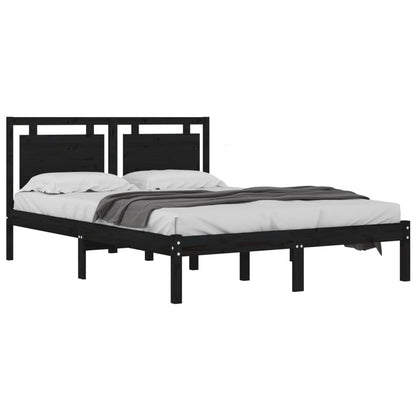 Estrutura de cama 200x200 cm madeira maciça preto