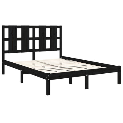 Estrutura cama dupla pequena 120x190 cm madeira maciça preto