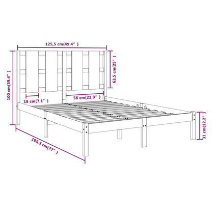 Estrutura cama dupla pequena 120x190 cm madeira maciça preto