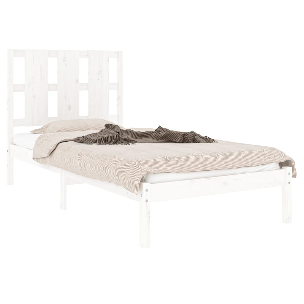 Estrutura de cama 90x200 cm pinho maciço branco