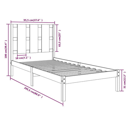 Estrutura de cama 90x200 cm pinho maciço branco