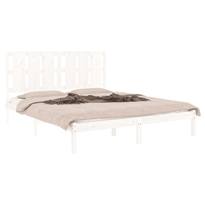 Estrutura de cama king 150x200 cm madeira maciça branco