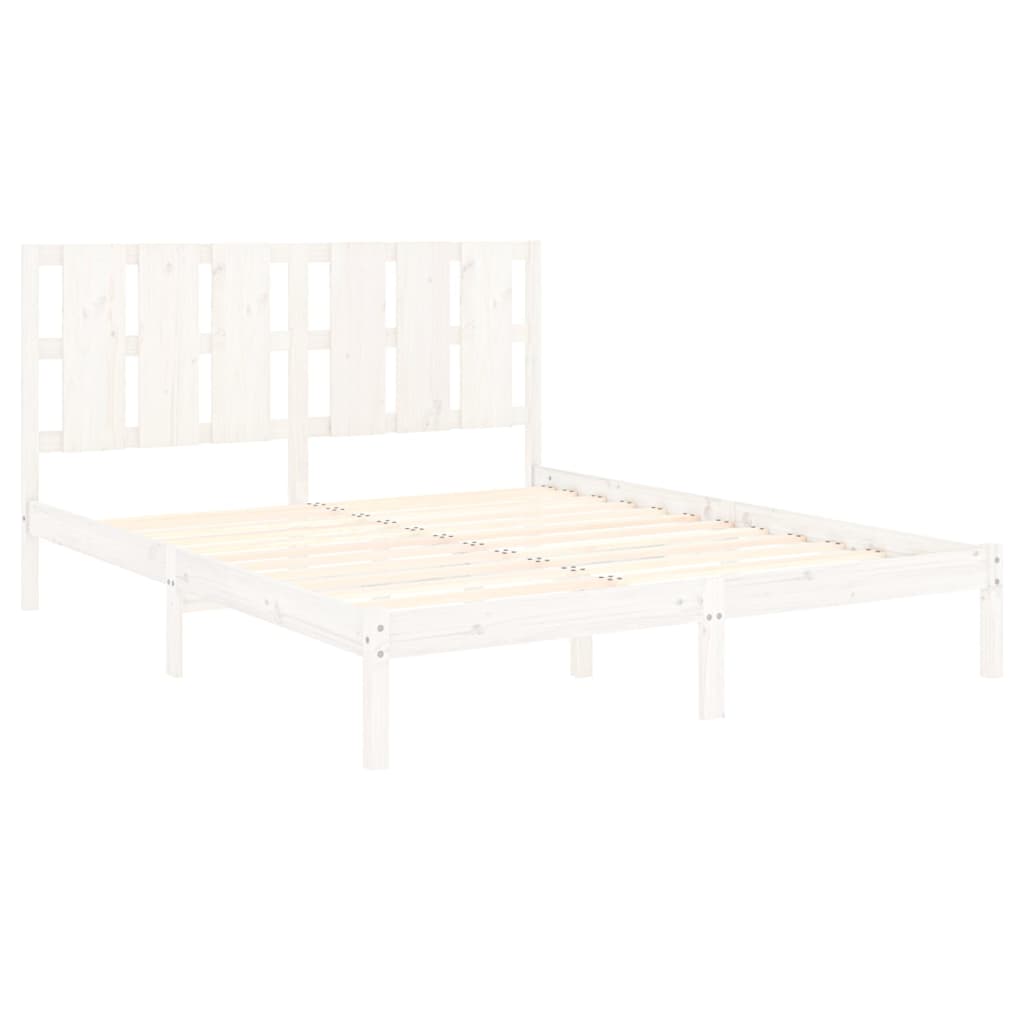 Estrutura de cama king 150x200 cm madeira maciça branco