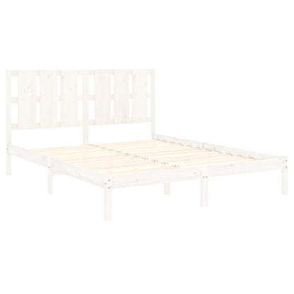 Estrutura de cama king 150x200 cm madeira maciça branco